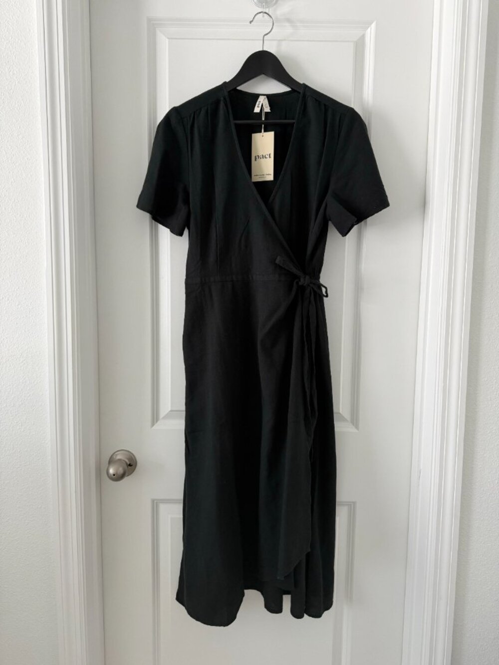 Pact Organic Cotton Cafe Crepe Wrap Dress Size M - Picture 2 of 6